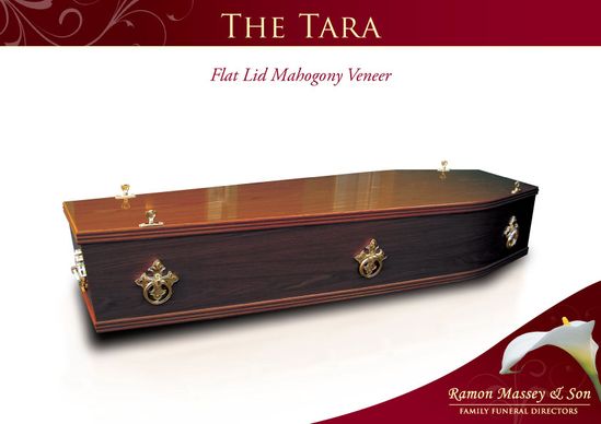 The tara coffin with a flat lid mahogany veneer