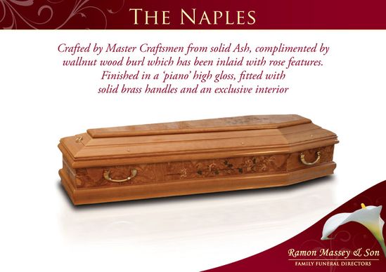 the naples coffin crafted from solid ash