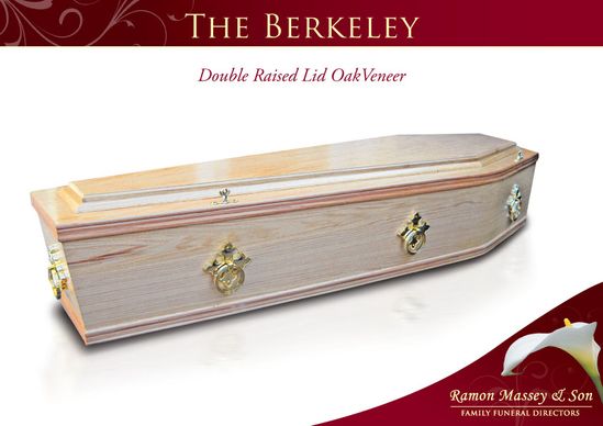 The berkeley coffin with double raised lid oak veneer