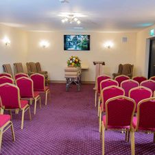 Interior of a Ramon Massey & Son's funeral home funeral set-up in Celbridge