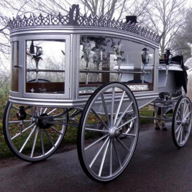 Beautiful Horse drawn Silver Hearse 