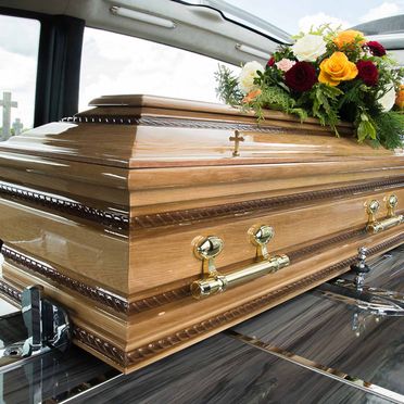 Coffin in a hearse