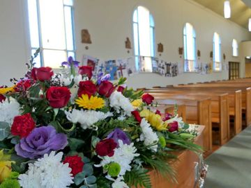 A religious funeral inside a church