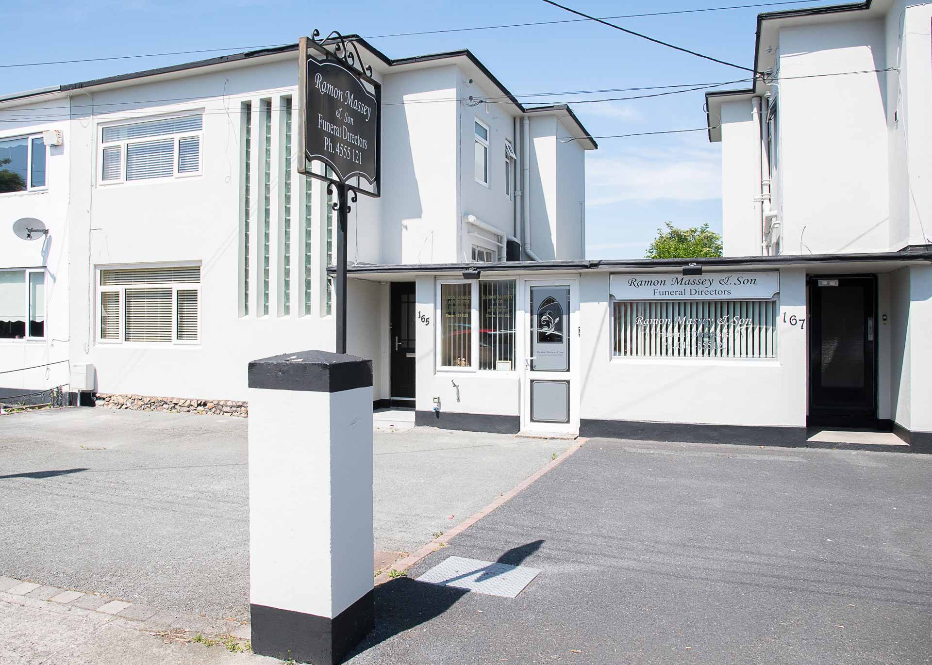 Outside Ramon Massey & Son's funeral home in crumlin cross