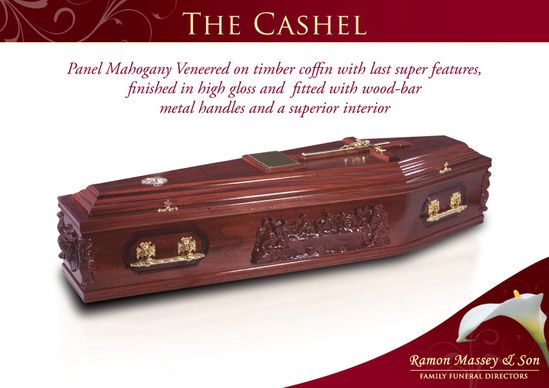 the cashel coffin with panel mahogany